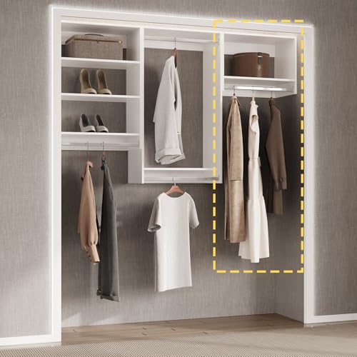 Tall Hanging Closet Unit, Modular Closet System, Wood Closet System Organizer with Storage for Walk In Closets, Clothing Rack Wardrobe Closet for Hanging Clothes, Bedroom, White, 28.5"W - color: White, size: 28.5" Wide, style: Tall Hanging
