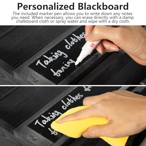 Rustic wall mail organizer,Key and Mail File Holder for Wall Mount，with 6 Key Hooks 2 Double Key Hooks A blackboard,for Home,Office, Classroom,Entryway Decor (black) - color: black