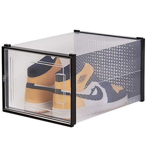 OnDisplay Clik Stackable Interlocking Shoe Box System (Large Clear/Black, Single Box) - color: Large Clear/Black, size: Single