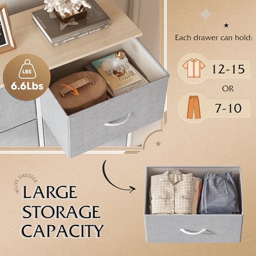 WLIVE Fabric Dresser for Bedroom, Tall Dresser with 8 Drawers, Storage Tower with Fabric Bins, Double Dresser, Chest of Drawers for Closet, Playroom, Dormitory, Light Grey - color: Light Grey, style: General