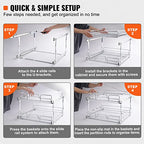 VEVOR 2 Tier 20"Wx21.2"Dx15.2"HPull Out Cabinet Organizer, Heavy Duty Slide Out Pantry Shelves, Steel Roll Out Drawers, Sliding Drawer Storage for Home, 21.5"Wx22.5"Dx19"H Install Size for Cabinet - size: 20"Wx21.2"Dx15.2"H