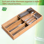 guiogc Bamboo Silverware Organizer, Kitchen Silverware Drawer Organizer, Utensil Tray Holder, Cutlery Tray for Spoons, Forks, Knives - size: Double Layer-Medium