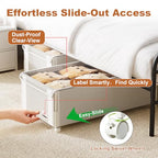 2Pack Under Bed Storage with Wheels,9.5"-12"Tall Adjustable Height Underbed Storage,Deep Under Bed Storage Containers,Rolling Under Bed Clothes Storage,Metal Under Bed Drawers for Shoes,Blankets,Toys - size: Height 9.5"-12"