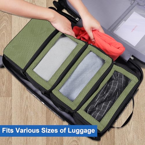 Olosar Suitcase Organizer, Travel Luggage Organizer Portable Hanging Travel Shelves Collapsible Hanging Packing Cubes for Carry on Suitcase - color: Army Green-S, size: Small