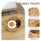 Round Water Hyacinth Storage Baskets for Organizing Round Wicker Basket with Double Handles-Wicker Baskets for Shelves