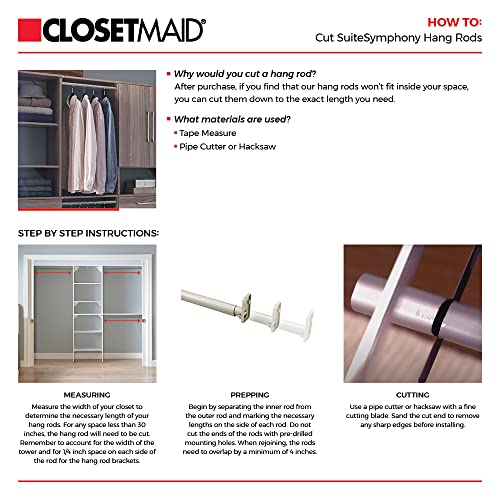 ClosetMaid SuiteSymphony Wood Closet Organizer Kit with Tower, 3 Hang Rods, Top Shelves, 2 Drawers, Adjustable, Fits Spaces 5-9 ft. Wide, Graphite Grey - color: Graphite Grey, style: Closet Organizer w/Shelves, 2-Drawers