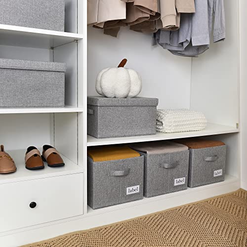 GRANNY SAYS Closet Organizers and Storage, Fabric Storage bins with Label Holder, Shelf Baskets for Organizing Bedroom, Decorative Storage Containers for Wardrobe, Dark Gray, Large, 3-Pack - color: Dark Gray, size: Large