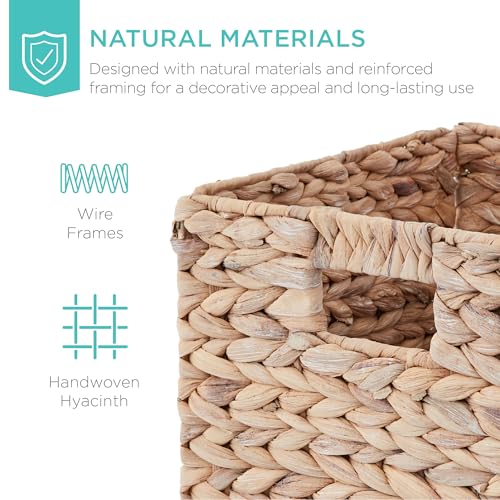 Best Choice Products 10.5x10.5in Pack of 5 Cube Storage Baskets, Water Hyacinth Multipurpose Collapsible Organizers, Handwoven Laundry Totes for Laundry, Living Room, Kids Room & Nursery - White - color: White, size: 10.5x10.5in