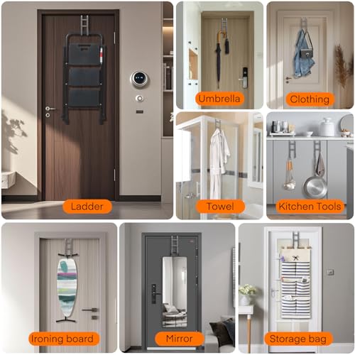 FYY Over The Door Hooks - 2 Pack Heavy Duty Dual-Hook Organizer Hanger for Hanging Towels, Clothes, Hats & Bags Use in Bathroom, Bedroom, Kitchen - Fits Interior Doors Up to 1.6" Grey - color: Gray, size: 7.8" Long, Fit Interior Doors Up to 1.6", style: 2