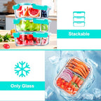 VERONES 5 Pack Glass Meal Prep Containers 2 Compartment Set, 36OZ Airtight Glass Lunch Containers, Glass Food Storage Containers with Lids, for Microwave, Oven, Freezer & Dishwasher Friendly,Green - color: Green