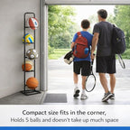 Vertical Ball Rack -basketball rack- Durable Carbon Steel Storage for Basketball, Soccer, Volleyball, and More - Easy to Assemble, Waterproof, Sturdy - 56.7" H - size: 5-Balls without Basket
