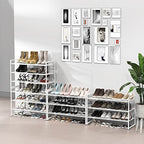 Simple Houseware 3-Tier Stackable Metal Panel Shoes Rack, White - color: White, style: Metal Panel
