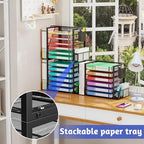Simple Trending 6 Tier Desk File Organizer, Paper Letter Tray Organizer with File Holder and Pen Container, Black - style: 6 Tier Black-Pen Container