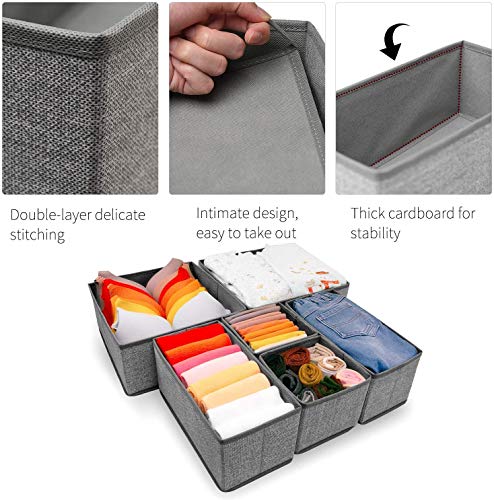 12 Pack Drawer Organizers for Clothing, Foldable Clothes Storage Box Closet Dresser Drawer Organizers Dividers, Bedroom Organization Fabric Bins for Baby Clothes Underwear Sock Bra Ties (Grey) - color: A-Grey, size: 12 PACK