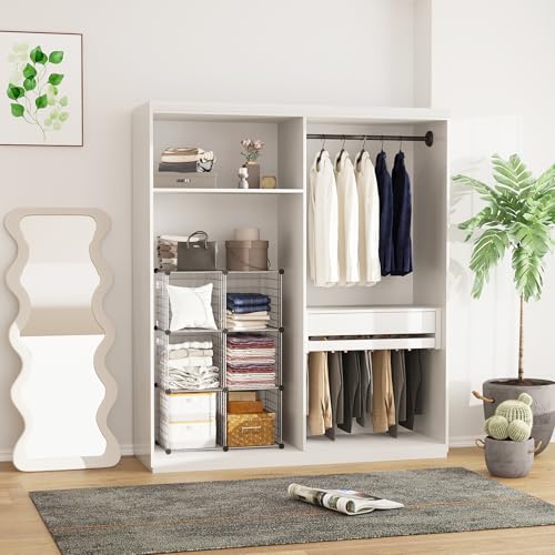 C&AHOME Wire Cube Storage, 6 - Cube Organizer Metal C Grids, Modular Shelves Units, Closet Organizer, Ideal for Home, Office, Living Room, 36.6”L x 12.4”W 36.6”H, Silver Gray UWCS3006G - color: Silver Gray, size: 6 Cube