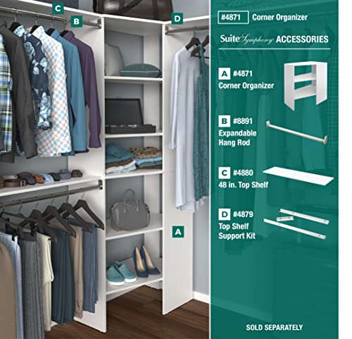 ClosetMaid SuiteSymphony Wood Corner Shelf Unit, 2 Shelves, Adjustable, Stacking, For Storage, Closet, Clothes, Shoes, Décor, Pure White - color: Pure White