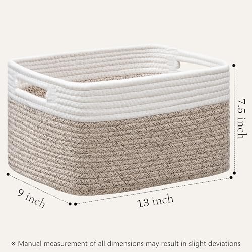 UBBCARE 4 Pack Storage Baskets for Shelves, Baskets for Organizing, Cube Shelf Storage Bin with Handles, Woven Storage Basket, 13"L x 9"W x 7.5"H, White&Light Brown - color: White&Light Brown, size: 4 Pack-13"(L)×9"(W)x7.5"(H)