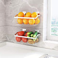2PCS Kitchen Storage Metal Wire Fruit Basket - SUS304 Stainless steel Organizer Storage Bin Baskets for Bathroom - Space Saving Design for Pantry Organization, Spice Rack,Self Adhesive（Silver） - size: 11.8Inch 2PCS