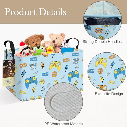 HUNRUNG Rectangle Storage Basket Cute Canvas Organizer Bin for Pet/Children Toys, Books, Clothes Perfect for Rooms/Playroom(REC-Color Game) - color: REC-Color Game