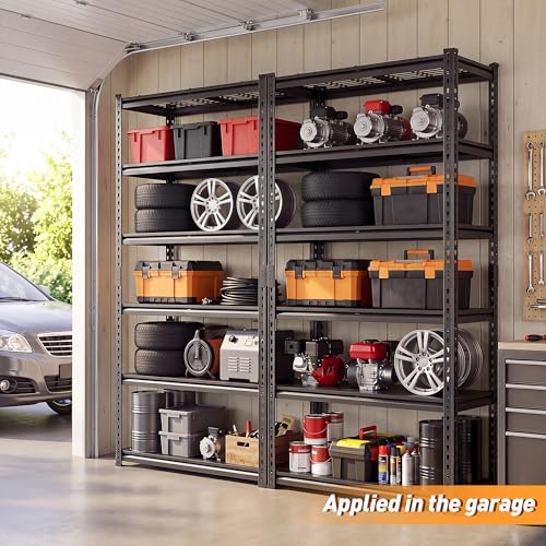 REIBII 3300LBS Garage Shelving Heavy Duty, 79" H x 40" W x 16" D Garage Storage Shelves, 6 Tier Adjustable Metal Shelving Unit, Multi-Use Storage Rack for Kitchen, Office Room, Pantry, Basement - size: 40"Wx16"D x 79"H