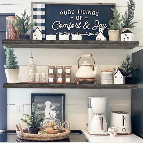 QEEIG Floating Shelves for Wall 47.2" Extra Long - Wall Mounted Shelf Bathroom Kitchen Living Room Bedroom Farmhouse Home Decor Display Bookshelf Large 47.2 x 9.3 inch Set of 2, Grey (008-120GY) - color: D. Grey, size: 47.2"