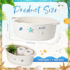 Remerry Boho Coastal Toilet Paper Storage Basket, Cute 3D Starfish Ocean Decor Cotton Rope Bathroom Storage Basket, Beach Bathroom Organizer Bin for Toilet Tank Counter Shelf Nursery, 12 x 8 x 5 Inch