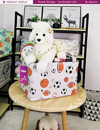 Rectangular Storage Basket Fabric Organizer Bin for Toys,Books,Clothes,Gifts,Pets-Perfect for Home,Office,Nursery,Dorm,Shelf(Rec ball game) - color: Rec ball game