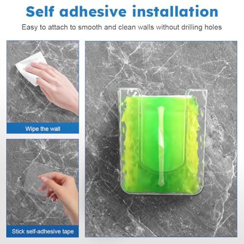 CALIDAKA 2Pcs Bathroom Wipes Holder, Kitchen Wipes Storage, Wall-Mounted Tissue Holder, Non-Slip Flushable Wipes Box, Wipe Container, Wipes Holder for Kitchen Bathroom (Clear+Clear Grey)