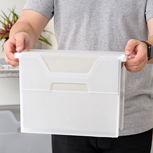 IRIS USA Medium Portable Desktop File Box with Open Lid, 6 Pack, Side Handles, Hanging File Folders, Tabs & Inserts, Letter Size, Magazines, Newspapers, Mail, Books, Notebooks, Clear - style: Clear M - 6 Pack