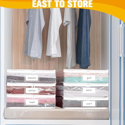 Kikerike Plastic Storage Bags with Easy-Glide Zipper, Pack of 8, Durable Clear Vinyl Zippered Storage Bags for Clothes Sweaters Comforters Blankets Sheets Bedding (10.5 x 10.5 x 2.5 Inch, White) - color: White, size: 10.5 x 10.5 x 2.5 Inch - 8 Pack