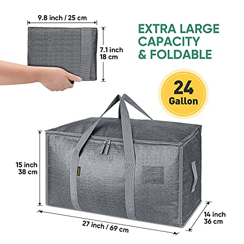 BALEINE 2-Pack Oversized Moving Bags with Reinforced Handles, Heavy-Duty Storage Tote for Clothes, Moving Supplies (Winter Grey, 2-Pack) - color: Winter Gray, size: 2-Pack