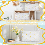 Kathfly Daisy Storage Baskets Plush Faux Fur Jacquard Design Laundry Basket with Handles Waterproof Flower Storage Bins Fabric Shelf Baskets for Organizing Closet Clothes - style: Daisy
