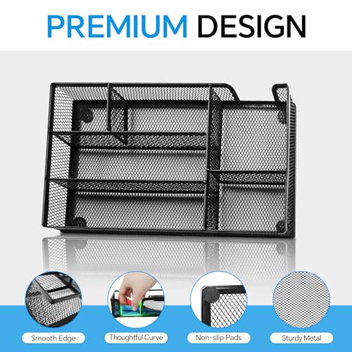 Desk Drawer Organizer, Office Drawer Divider Organizer Tray with 6 Compartments, Metal Mesh Desktop Organization and Accessories for Stationery Makeup Kitchen Toolroom School ＆ Office - size: Small-2 Pack