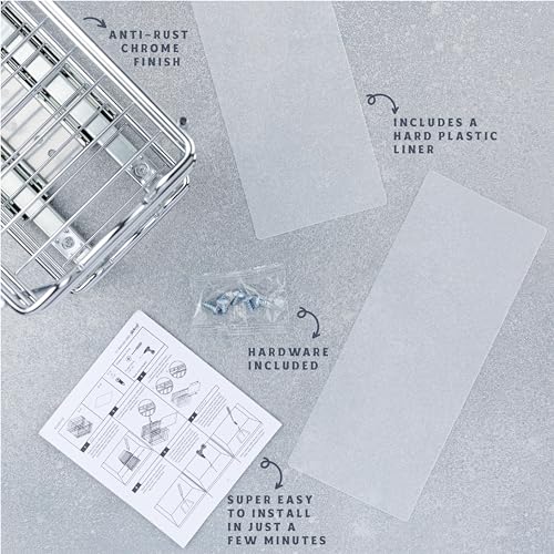 Pull Out Cabinet Organizer for Spices, Cans - Heavy Duty with Lifetime Limited Warranty- Pull Out Spice Rack- Cabinet Pull Out Shelf for Cans,Dishes, Etc, 4-1/2"W x 10-3/8"D x 8-7/8H, Chrome - size: 4.5 Inch - Double
