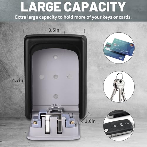Key Lock Box for Outside - Sturdy and Durable Lock Box for House,5 Key Capacity Lockbox for Keys Outdoor,Waterproof Emergency Spare Lockbox with Resettable Code for Home,Garage,Airbnb - color: 1 pack-Grey
