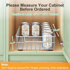 Pull out Cabinet Organizer, Stainless Steel 2-Pack Slide out Drawer with Silent Full-Extension Slides, Adhesive Roll out Can Spice Storage Basket Shelf Rack for Pantry, Kitchen, Bathroom, Home Closet