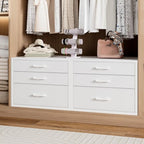 Closet Drawers Set of 2, White Closet Organizer with 3 Fabric Drawers, Stackable Storage Drawers for Closet, Bedroom, Dorm (White)