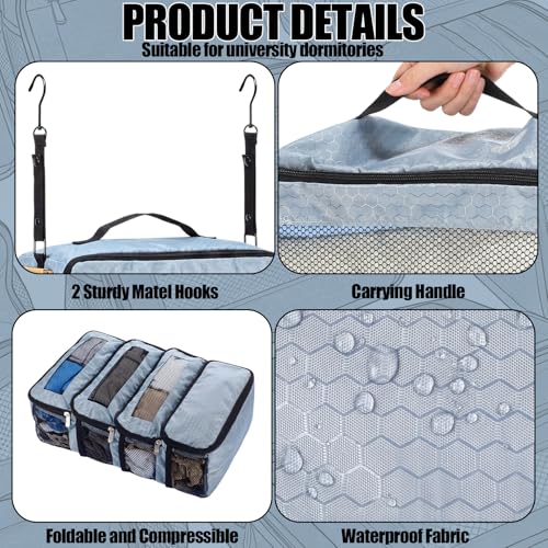 Back to School Hanging Suitcase Organizer Gray 4 Layer Dorm Room Clothes Storage Bag with Adjustable Hook Pack Hang Travel Organizer for College Dorms - color: Gray