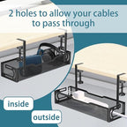 Under Desk Cable Management Tray, No Drill Mesh Desk Cable Tray, Wire Management Tray Cable Management Rack, Wire Organizer and Cable Management Box (Black) - color: 1Pack-Black (15.3'')