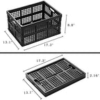 Eslite 34L Large Plastic Folding Storage Crates,Collapsible Crates for Storage,Pack of 3 (Black) - color: Black