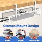 Under Desk Cable Management Tray No Drill 15.1’’, Metal Mesh Cable Management Box with Hybrid Side Slots & Reinforced Basket,Adjustable Cable Tray with Wire Management for Office Home,1 Pack (White) - color: White