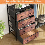 Auromie Clothes Rack with 5 Drawers & 4 Storage Shelves, 59.1W*70.9H Heavy Duty Clothing Rack with 2 Hanging Rods, Wardrobe Closet Organizer System with 5 Hooks, Freestanding Garment Rack (Rustic) - color: Rustic