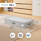 Cupic Cupid Under Bed Storage Containers, 2 Pack Foldable Organizer with Lid for Bedroom, Underbed Storage Box for Blankets, Clothes, Shoes, Grey - size: 31½"L x 15¾"W x 4¾"H