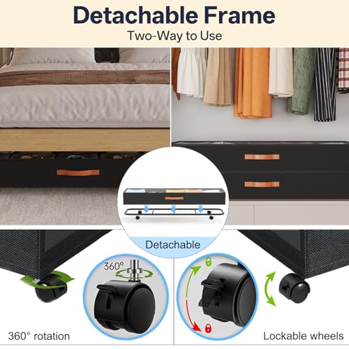 Under Bed Storage with Wheels 39inch, Extra Long Under Bed Storage Bins, Low Profile Under Bed Storage 5.5inch Height No Assemble Storage Containers, Under Bed Shoe Storage with Lids - color: Extra-Long Design