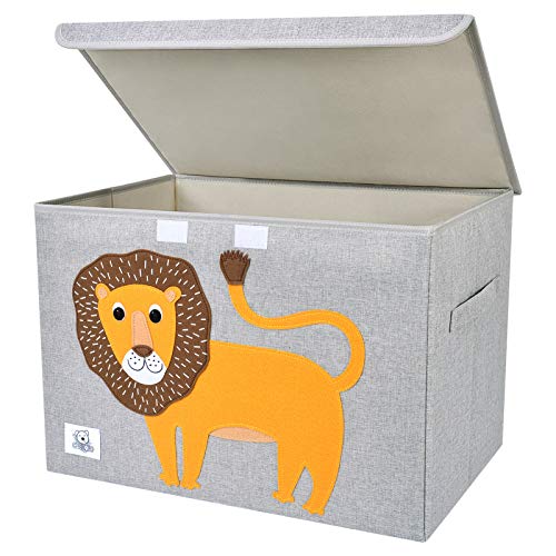 CLCROBD Foldable Large Kids Toy Chest with Flip-Top Lid, Collapsible Fabric Animal Toy Storage Organizer/Bin/Box/Basket/Trunk for Toddler, Children and Baby Nursery (Lion) - color: Lion