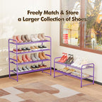 SUFAUY 2-Tier 33" Wide Shoe Rack Closet Metal Wire, Stackable, Purple - color: Purple, size: 2 Tier