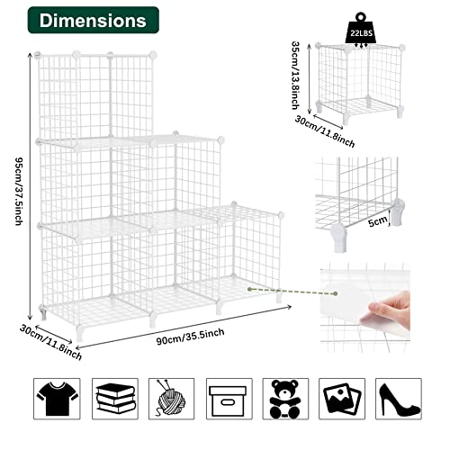 AWTATOS Wire Cube Storage Organizer, Closet Organizers and Storage, Metal 6 Cube Storage Shelves Bookshelf, Portable Closet Clothes Organizer for Bedroom, Home, Office, White - color: White, size: 6 Cube(30x30cm)