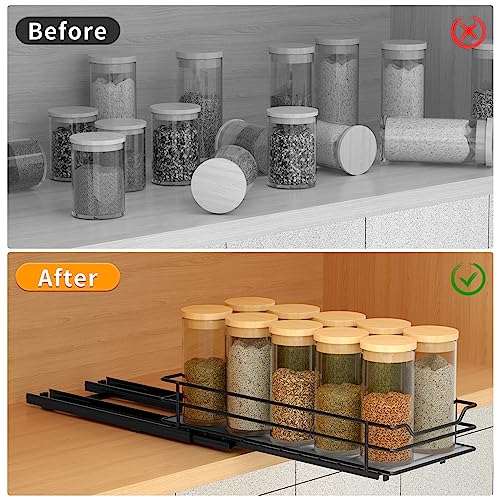 BOIVSHI Pull Out Spice Rack Organizer for Cabinet, Heavy Duty Slide Out Spice Rack Organizer for Kitchen Cabinets and Pantry, Fits Spices, Sauces, Canned Food (4.5''Wx10.5''Dx2.5''H) - size: 1 Tier,4.5''Wx10.5''Dx2.5''H