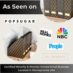BLU MONACO | Set of 4 Black & Gold Geometric Magazine File Holders with Gold Label Holders | Stylish Vertical File Organizer Boxes for Desk, Bookshelf & Office Storage - color: Dark Grey and Gold