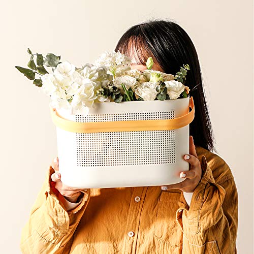 UUJOLY Plastic Storage Baskets with Handles, Shower Caddy Shelf Organizers Basket for Bathroom, Kitchen, Dorm Room, Yellow - color: Yellow, size: 1 Pack